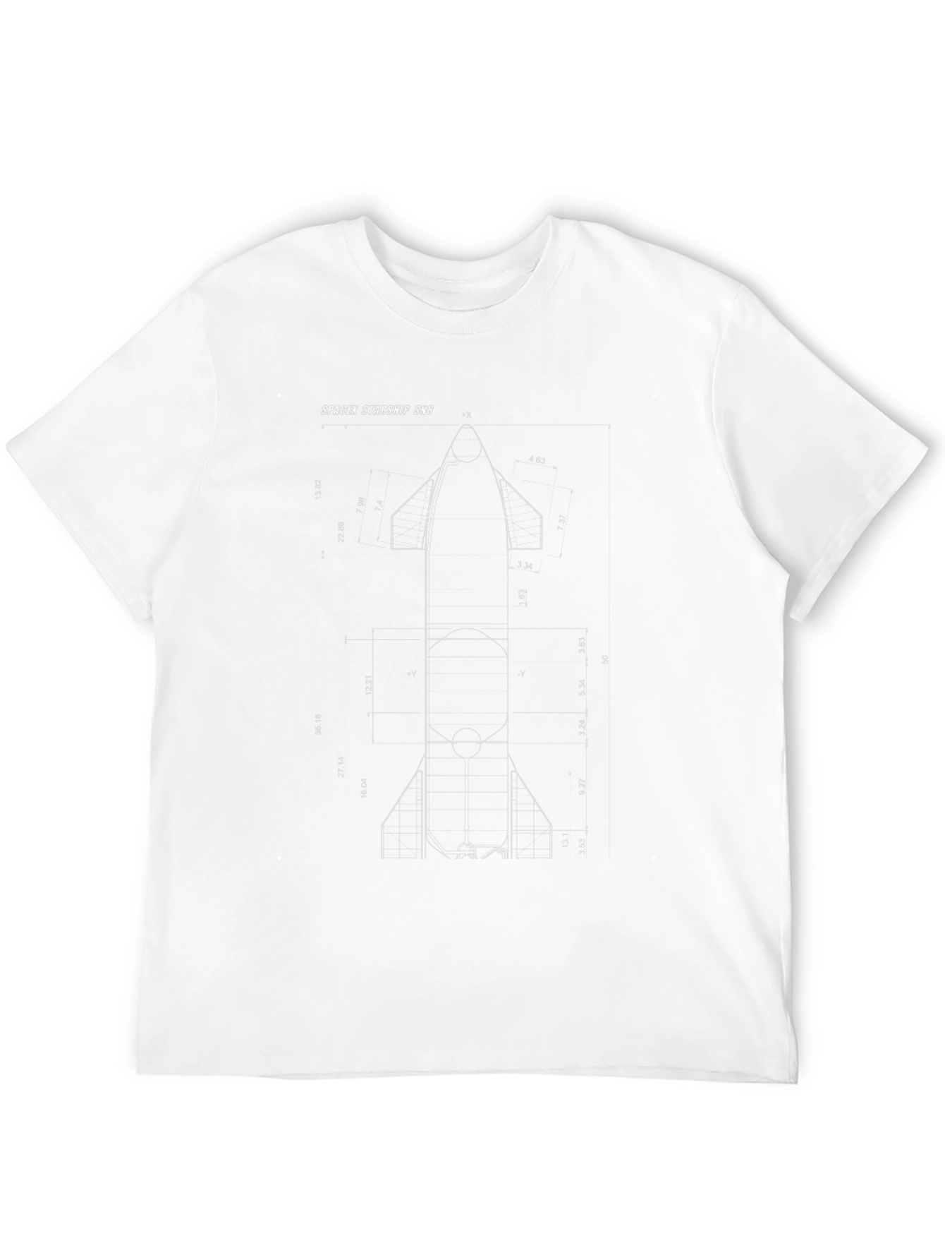 SpaceX Starship SN8 Blueprint Black T-Shirt