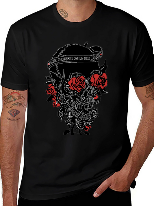 Skull & Roses Black Graphic Tee