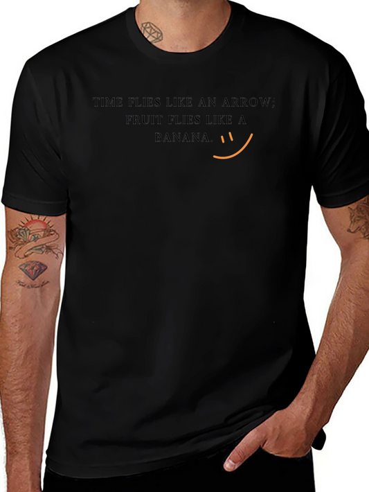Time Flies Black T-Shirt - Funny Slogan Tee