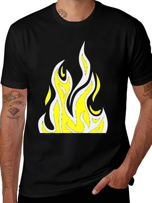 Black T-Shirt with Flame Graphic