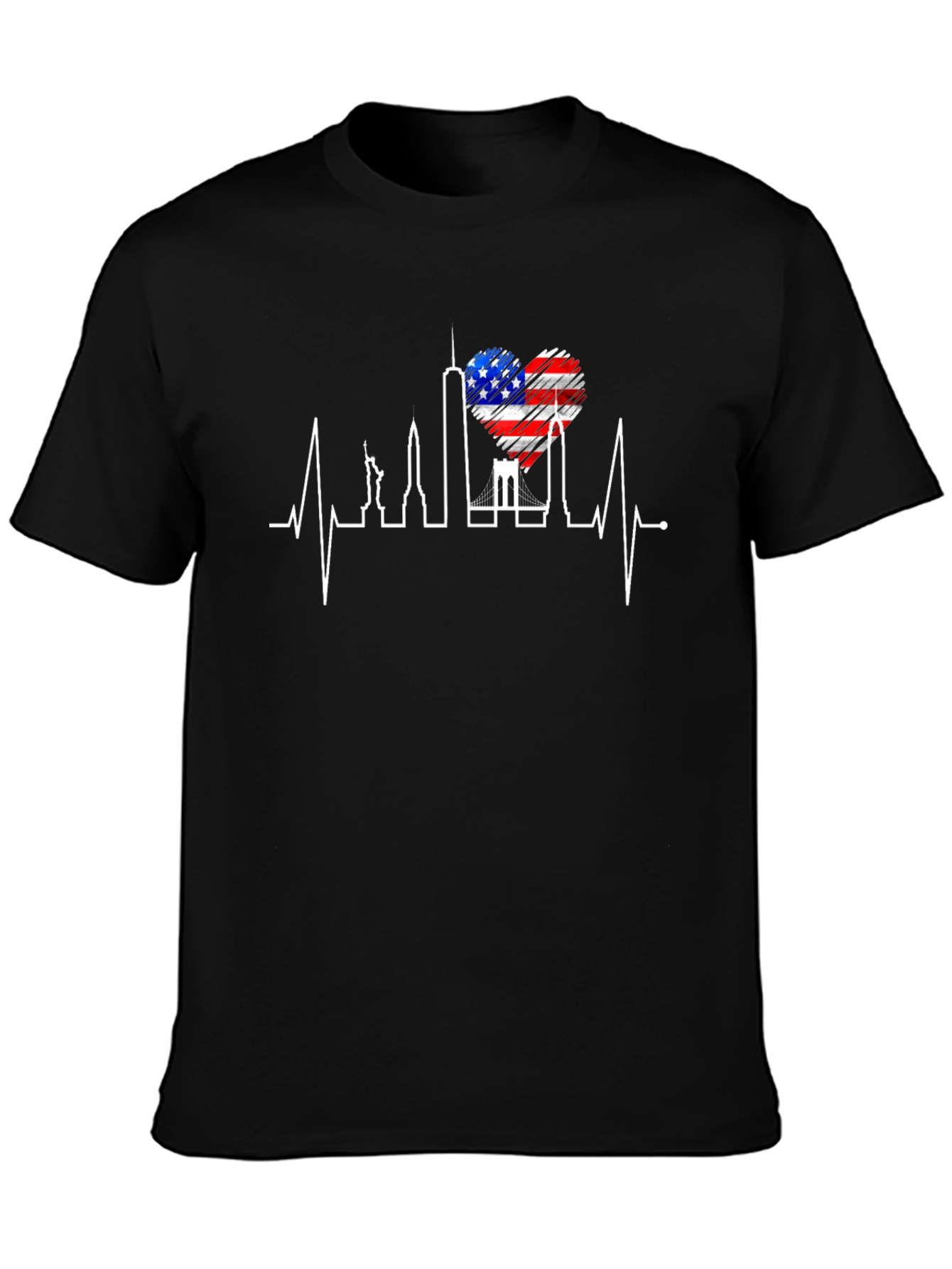 NYC Skyline Heartbeat Graphic T-Shirt