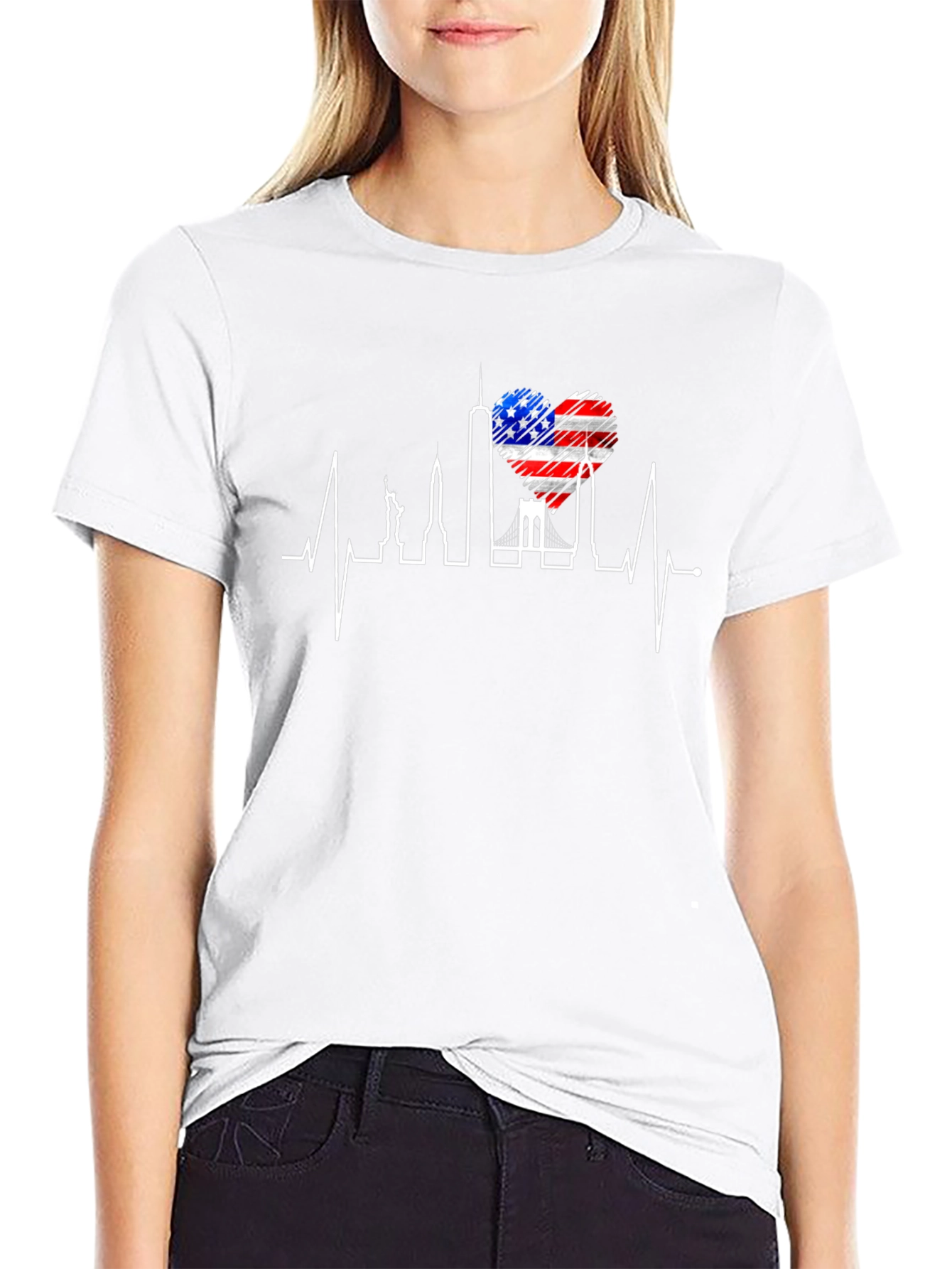 NYC Skyline Heartbeat Graphic T-Shirt