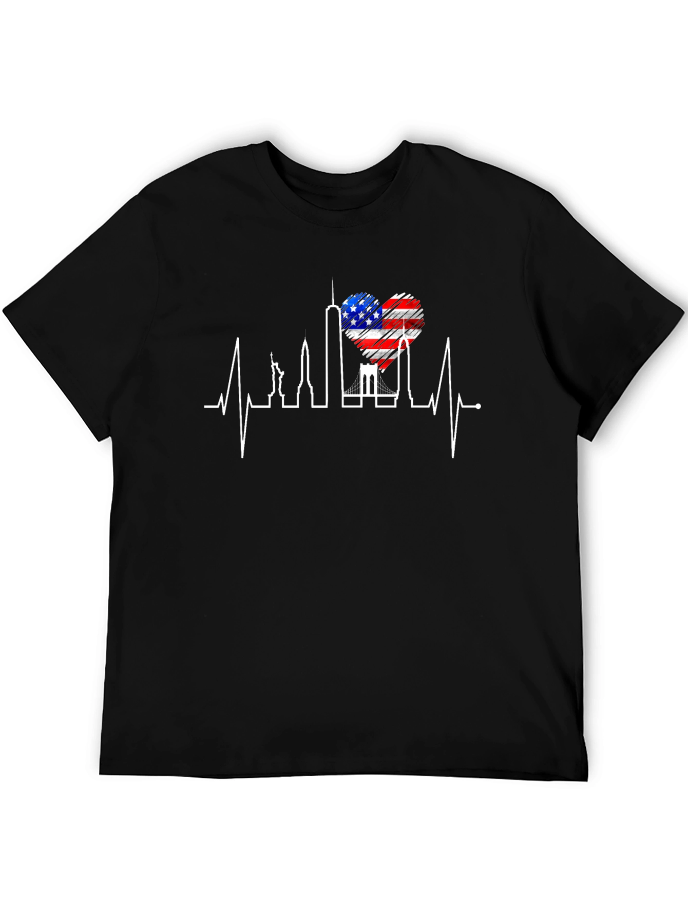 NYC Skyline Heartbeat Graphic T-Shirt