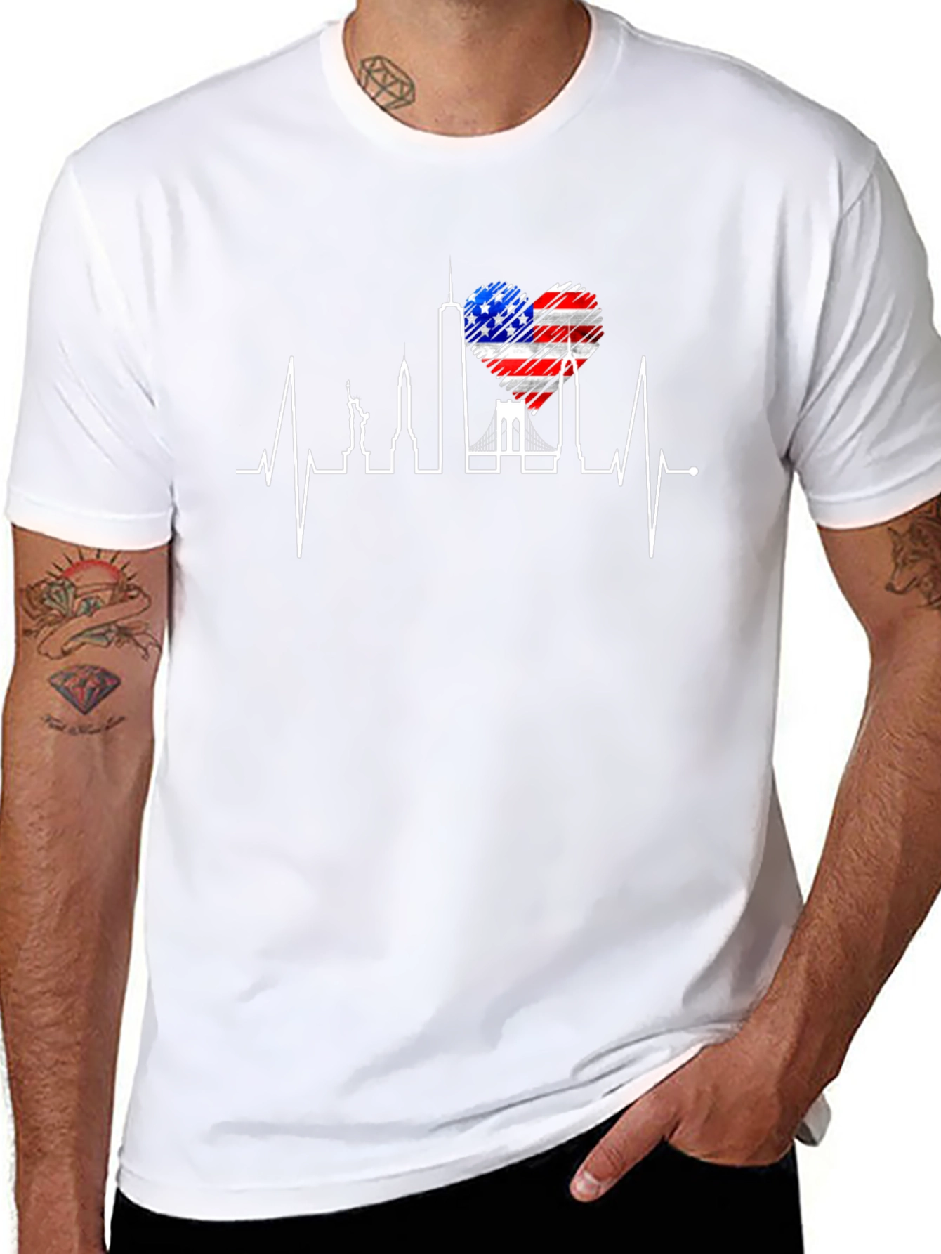 NYC Skyline Heartbeat Graphic T-Shirt