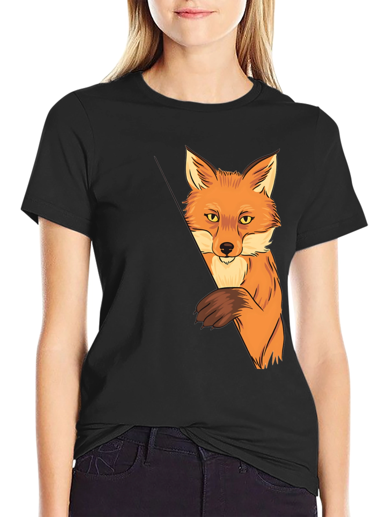 Fox Graphic Print Black T-Shirt