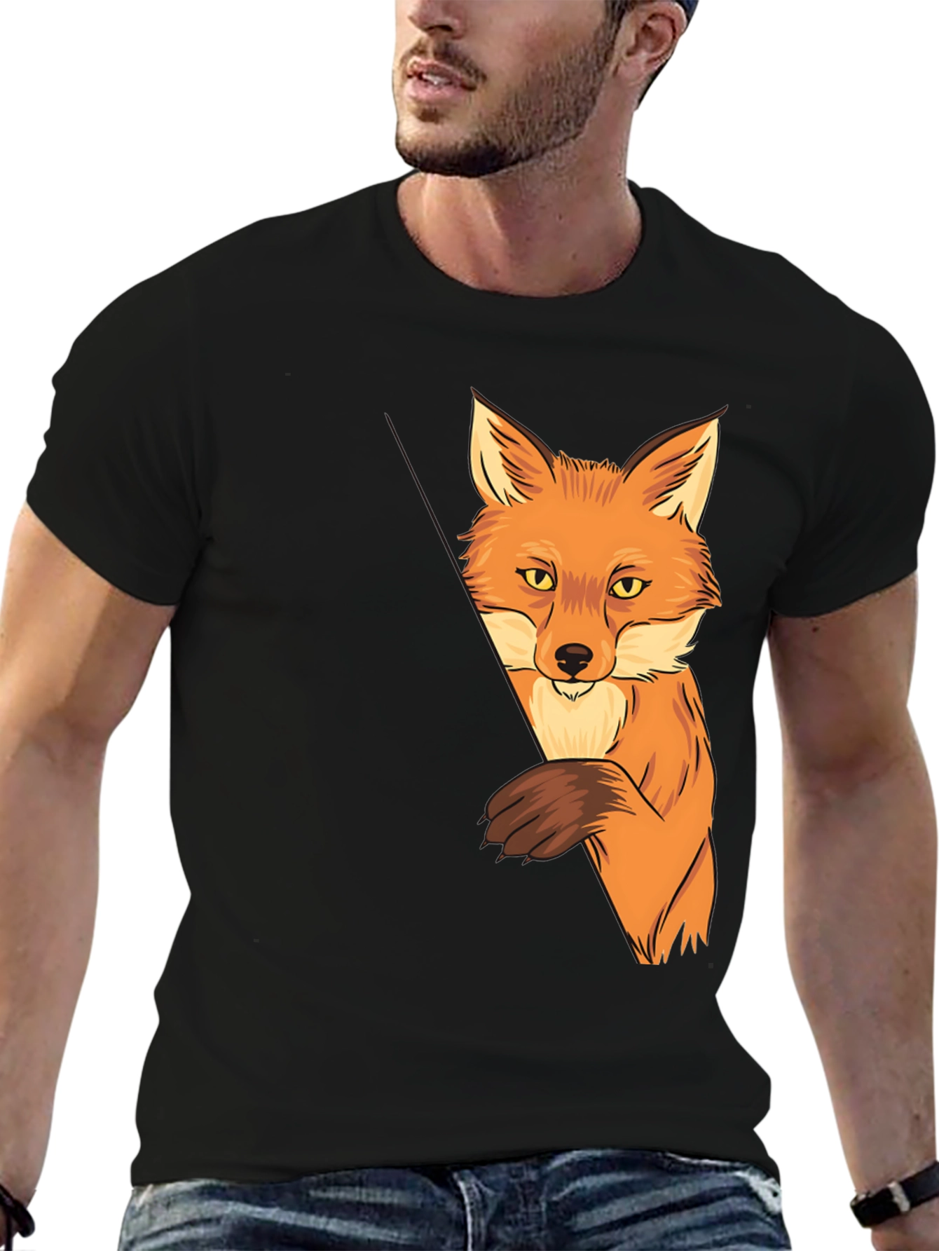 Fox Graphic Print Black T-Shirt