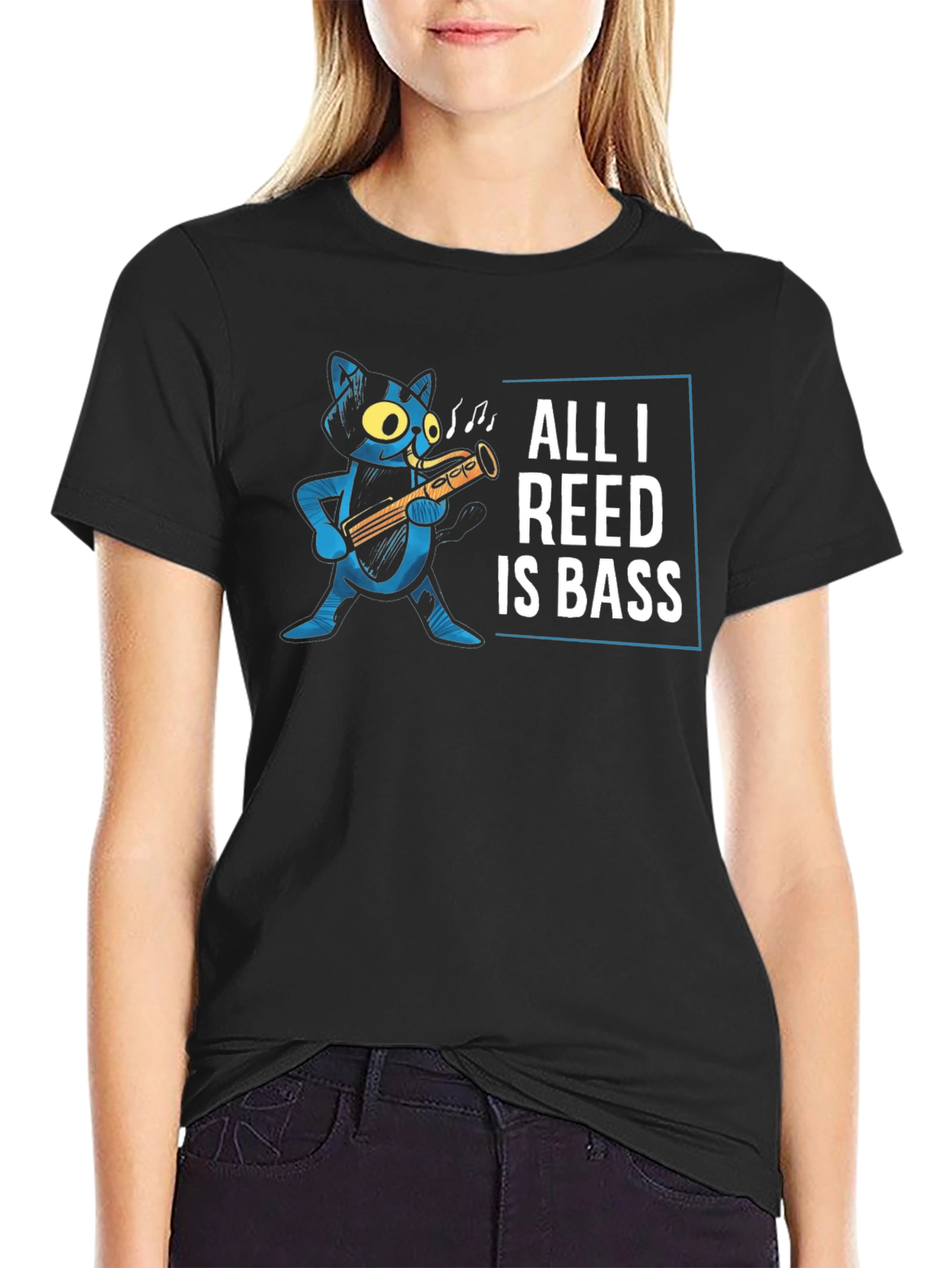 All I Reed Is Bass Funny Cat T-Shirt