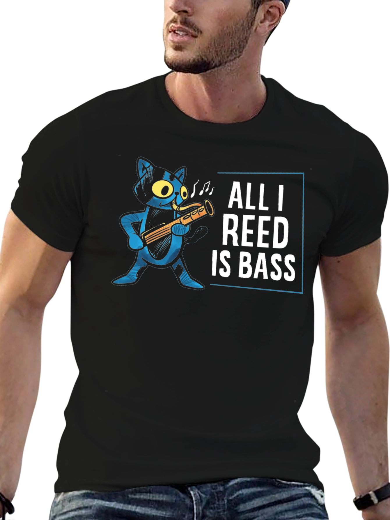 All I Reed Is Bass Funny Cat T-Shirt