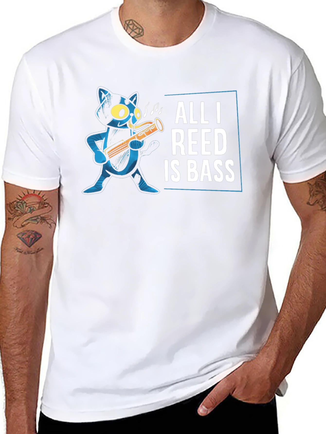 All I Reed Is Bass Funny Cat T-Shirt