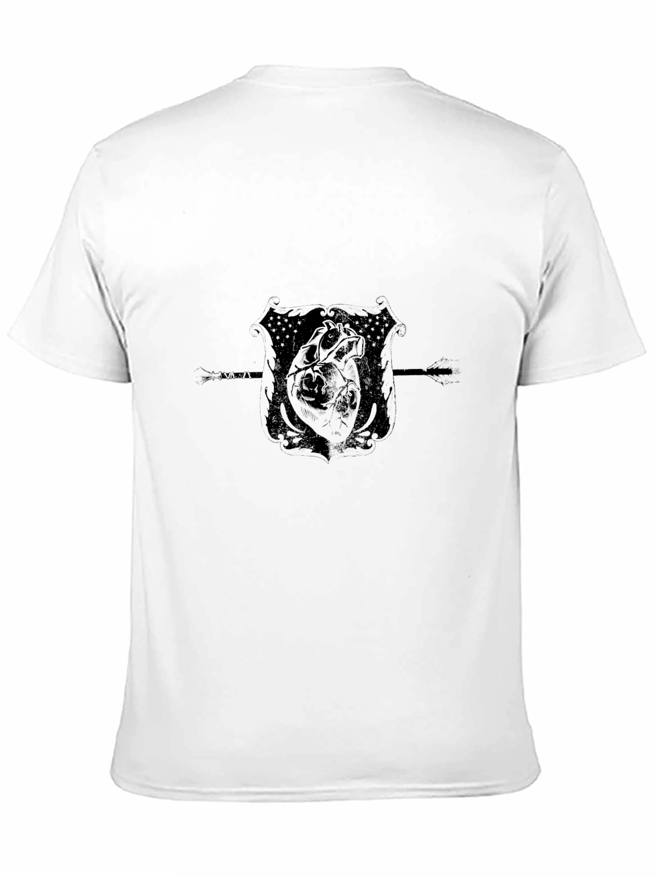 Mens Black T-Shirt with Heart Crest Design