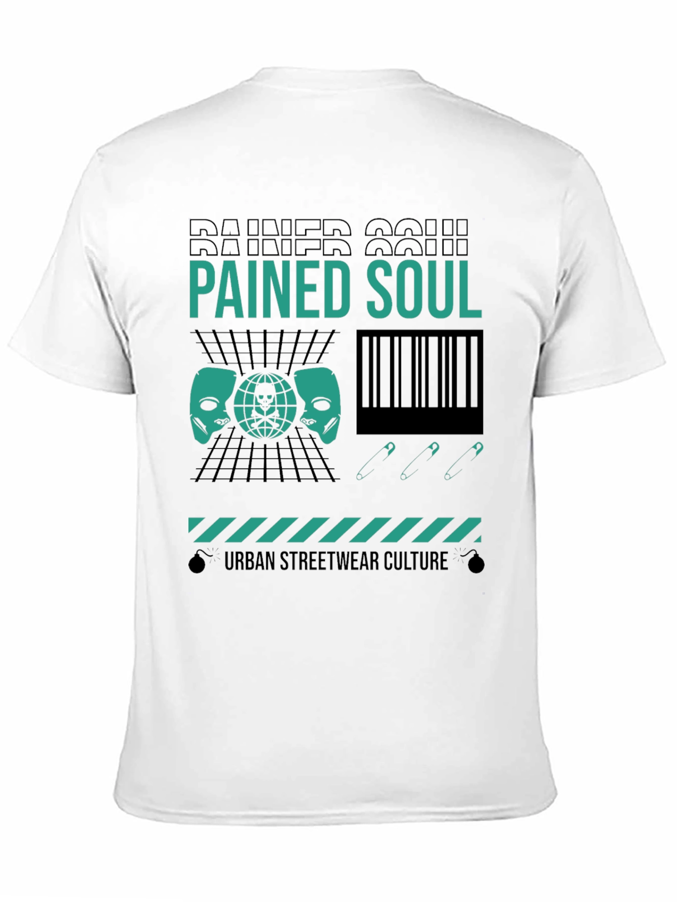 Pained Soul Graphic Print Black T-Shirt
