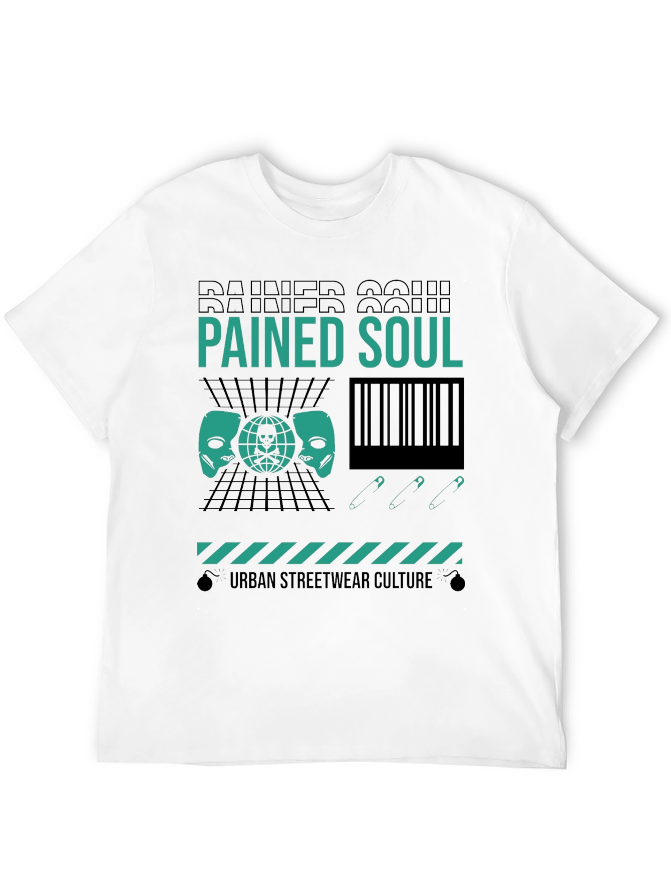 Pained Soul Graphic Print Black T-Shirt