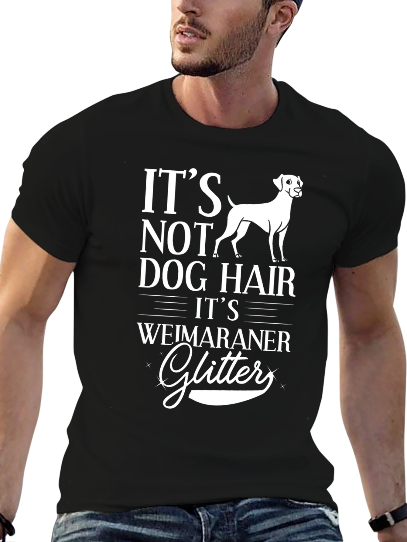 Weimaraner Dog Hair Glitter T-Shirt