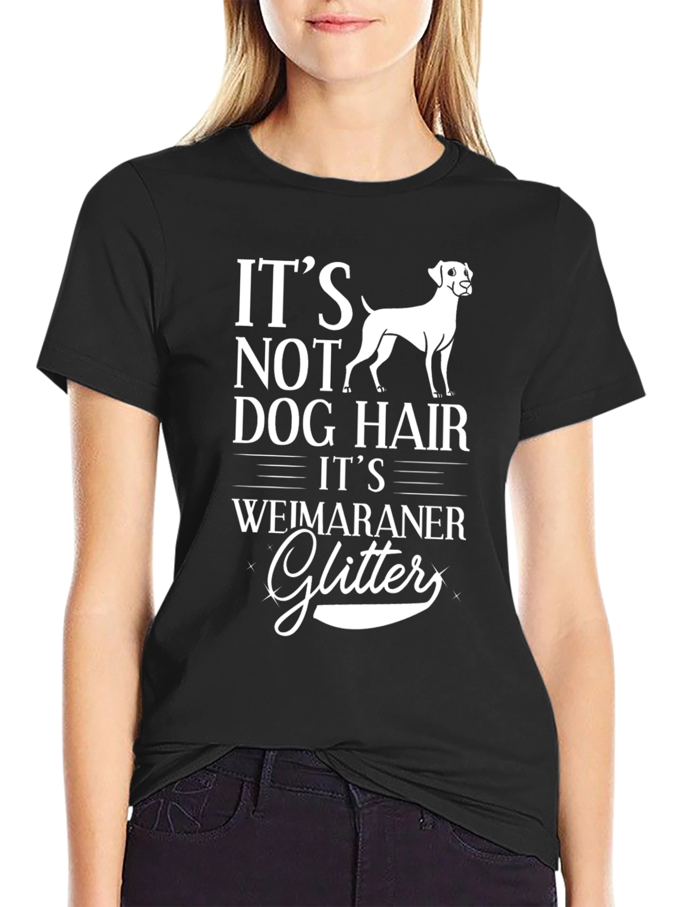 Weimaraner Dog Hair Glitter T-Shirt