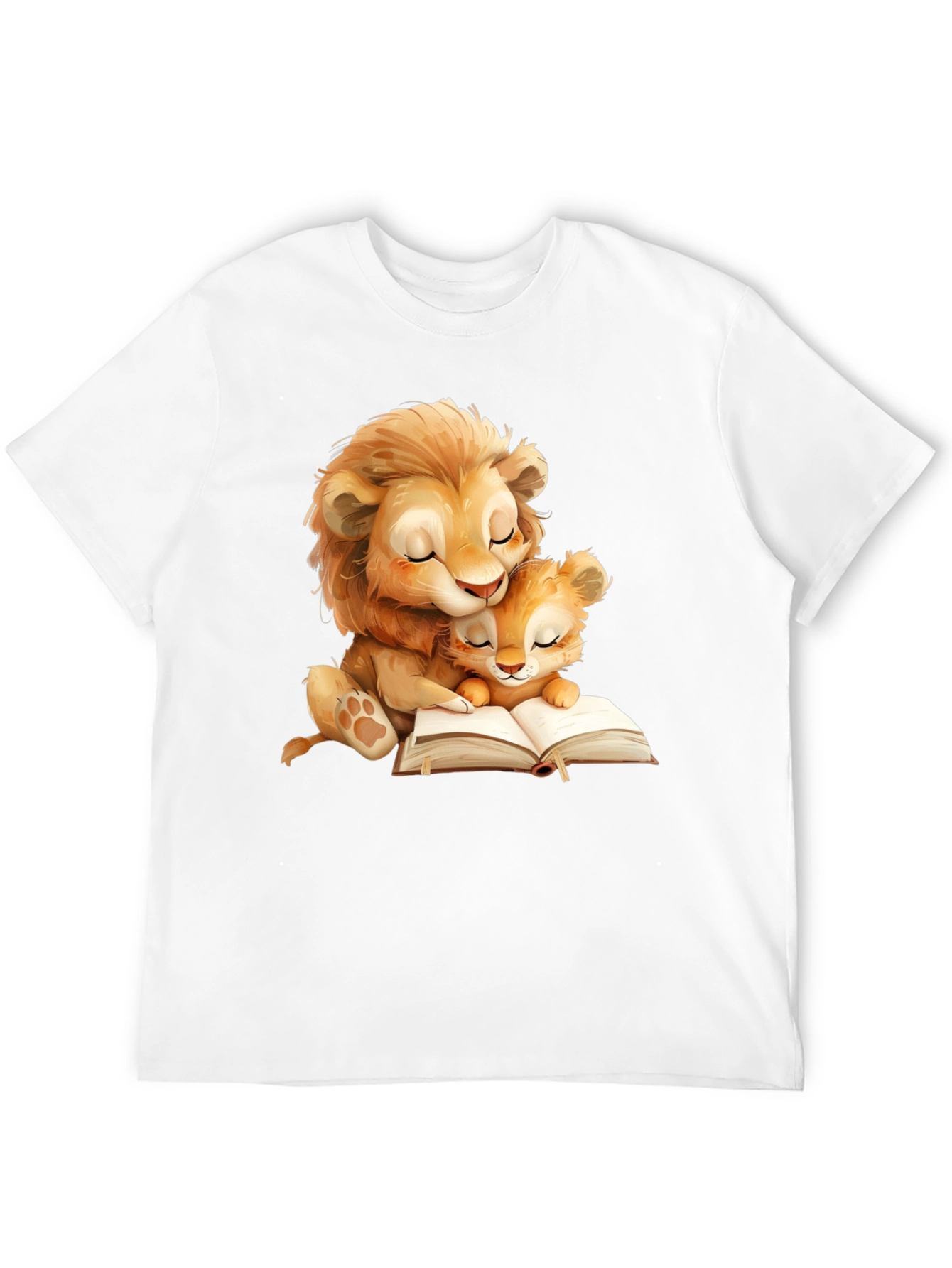 Lion Family Reading T-Shirt - Soft Graphic Tee