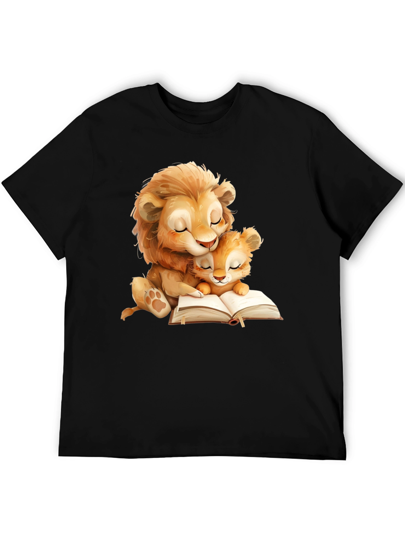 Lion Family Reading T-Shirt - Soft Graphic Tee