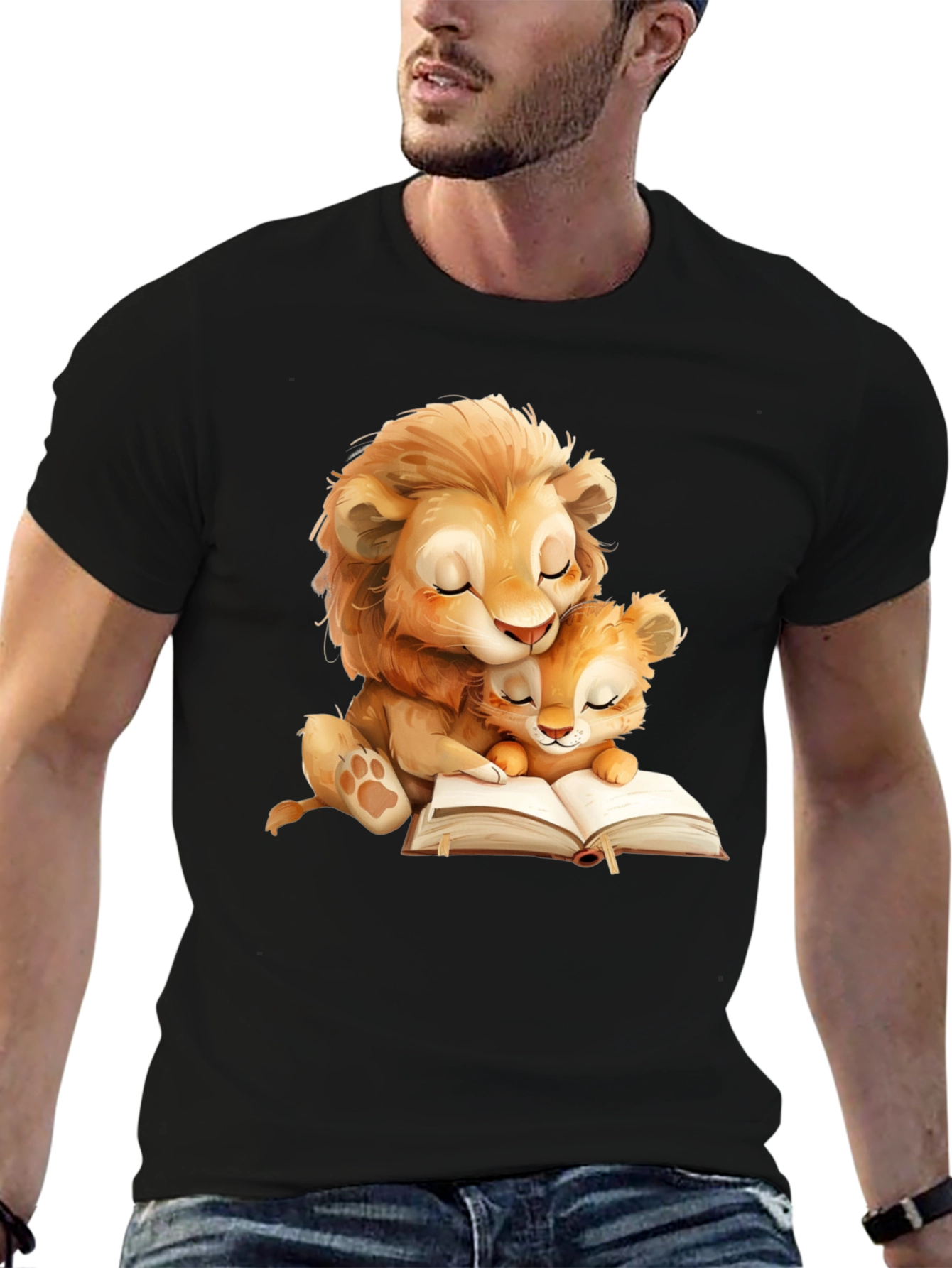 Lion Family Reading T-Shirt - Soft Graphic Tee