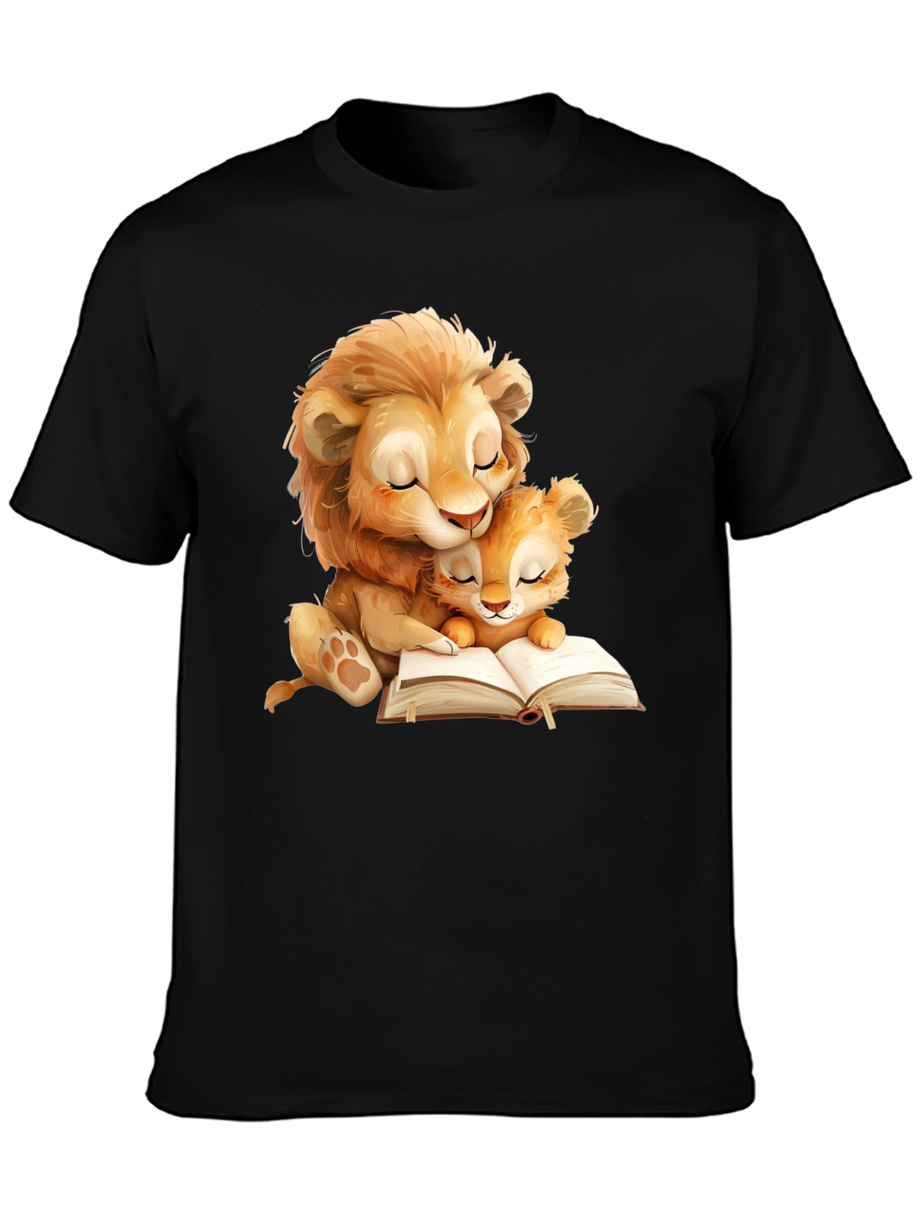 Lion Family Reading T-Shirt - Soft Graphic Tee