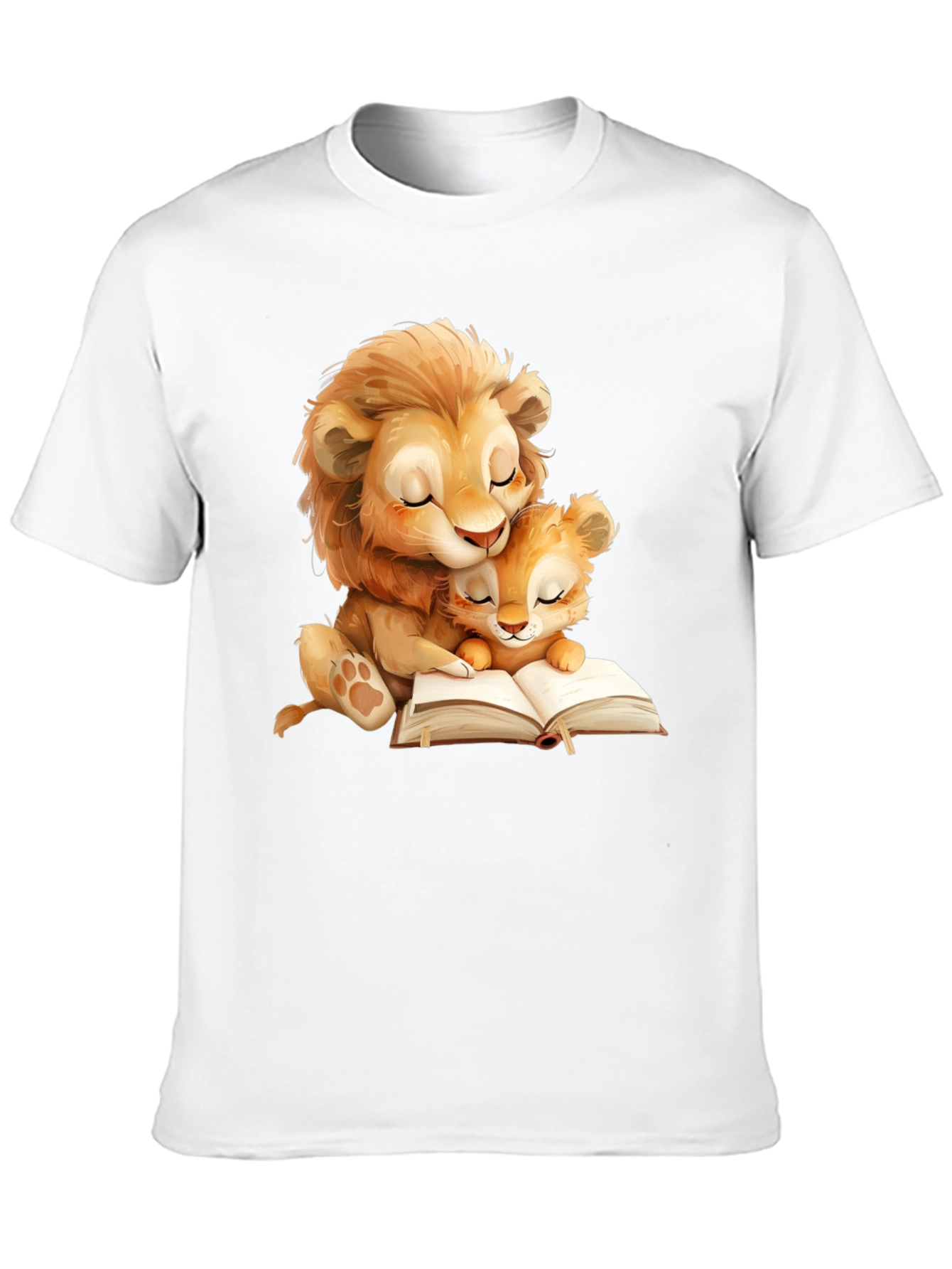 Lion Family Reading T-Shirt - Soft Graphic Tee