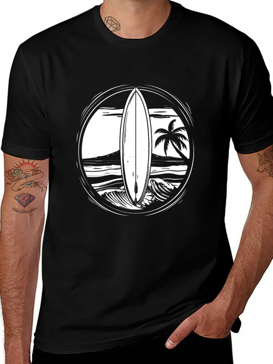 Surfboard Graphic T-Shirt - Black Cotton Tee