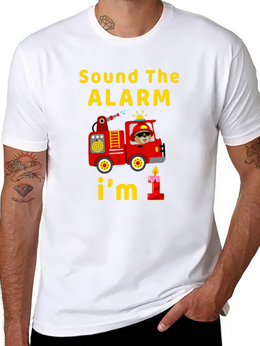 Sound the Alarm 1st Birthday Fire Truck T-Shirt