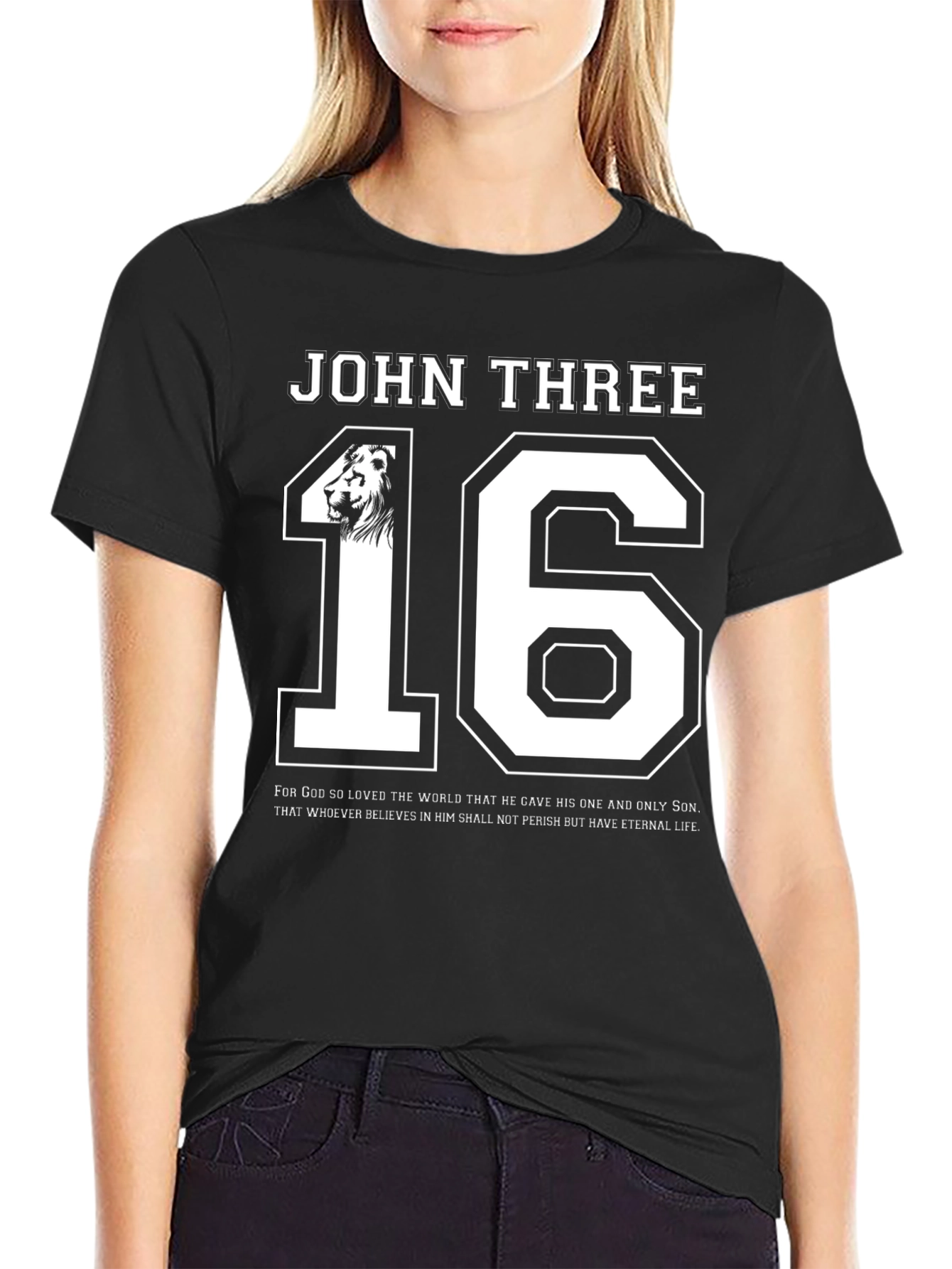 John 3:16 T-Shirt Lion Graphic Christian Apparel