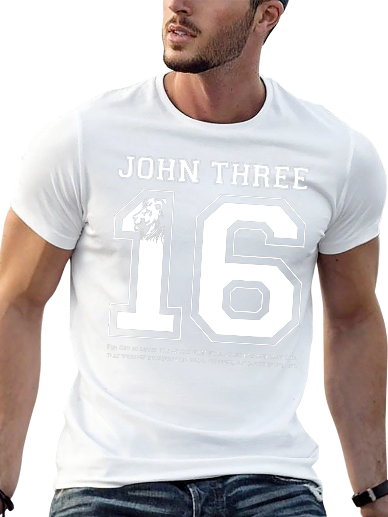 John 3:16 T-Shirt Lion Graphic Christian Apparel