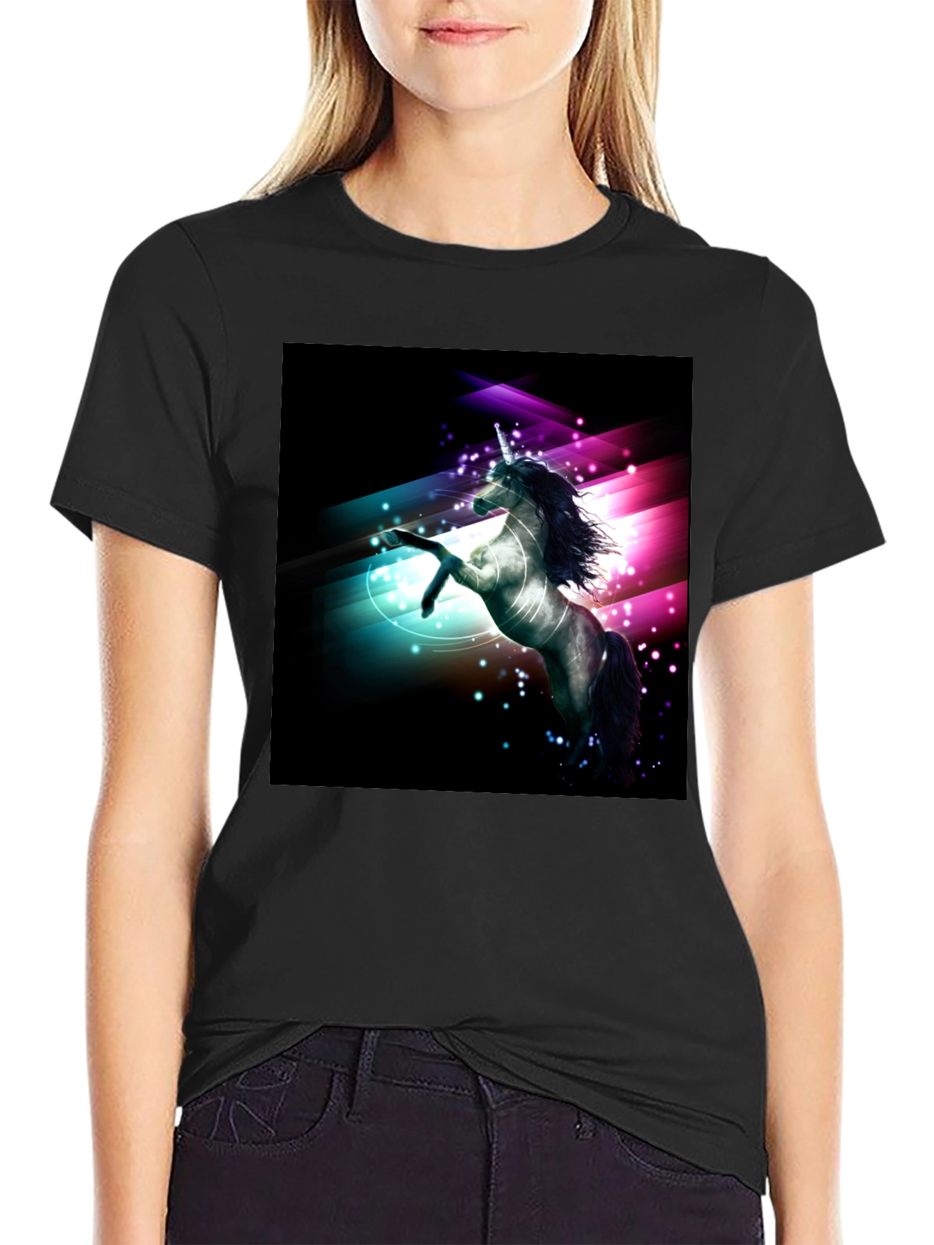 Unicorn Graphic Black T-Shirt