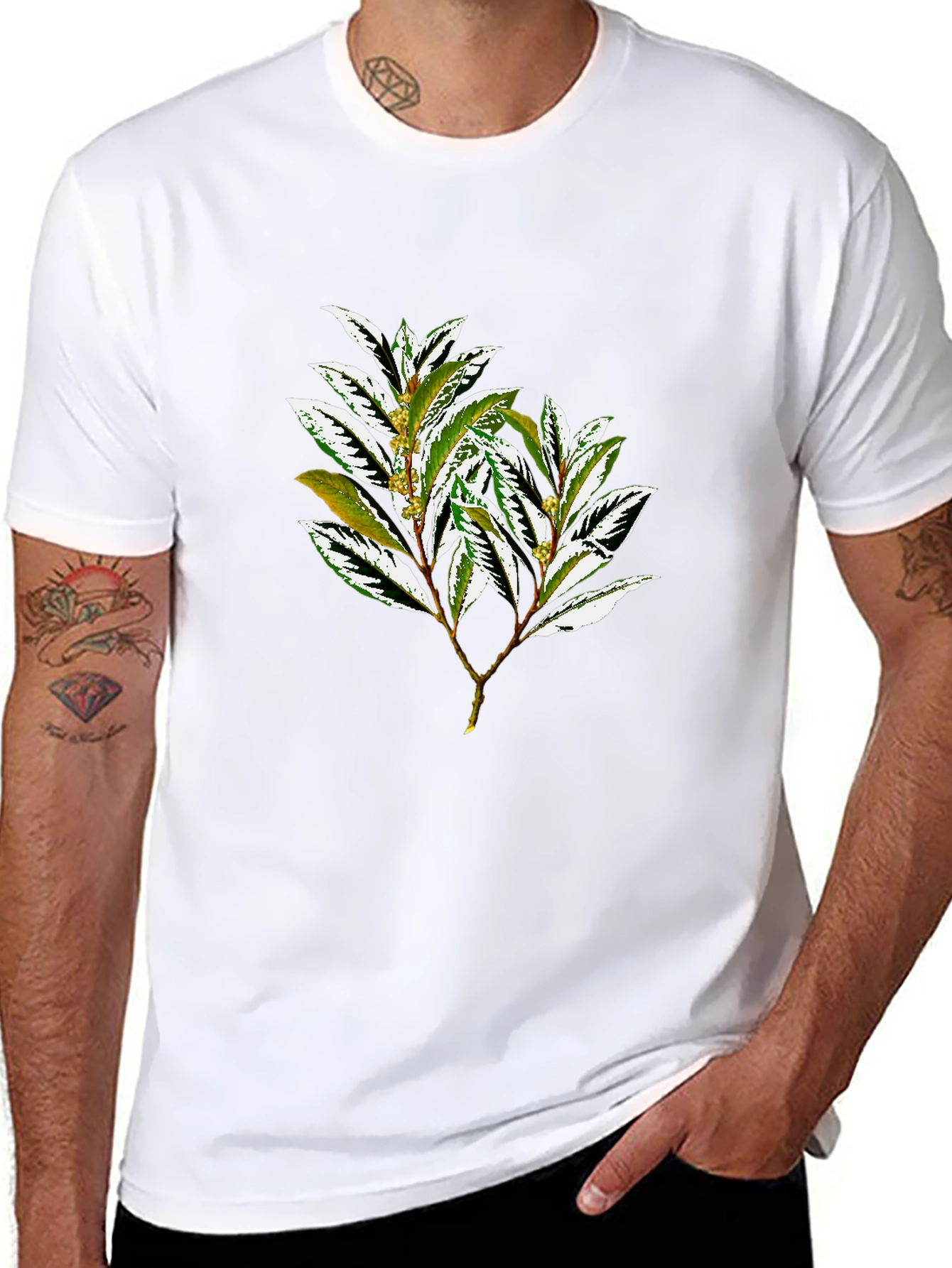 Botanical Print Black T-Shirt
