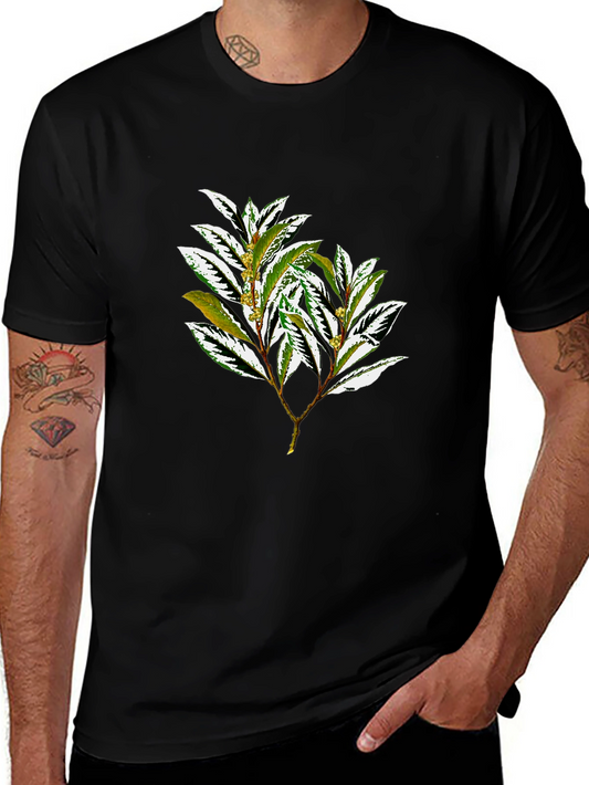 Botanical Print Black T-Shirt