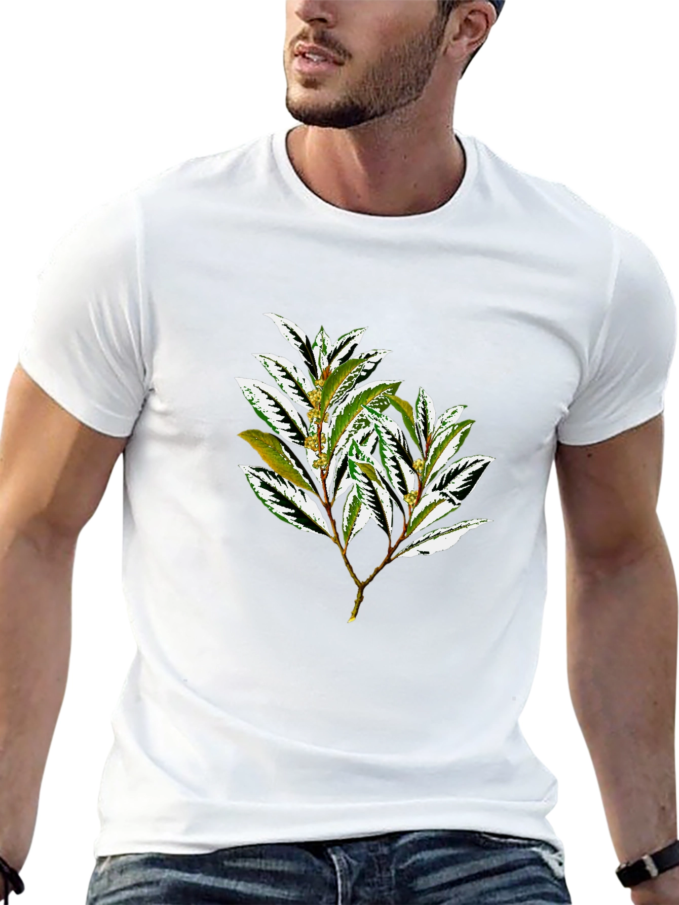 Botanical Print Black T-Shirt