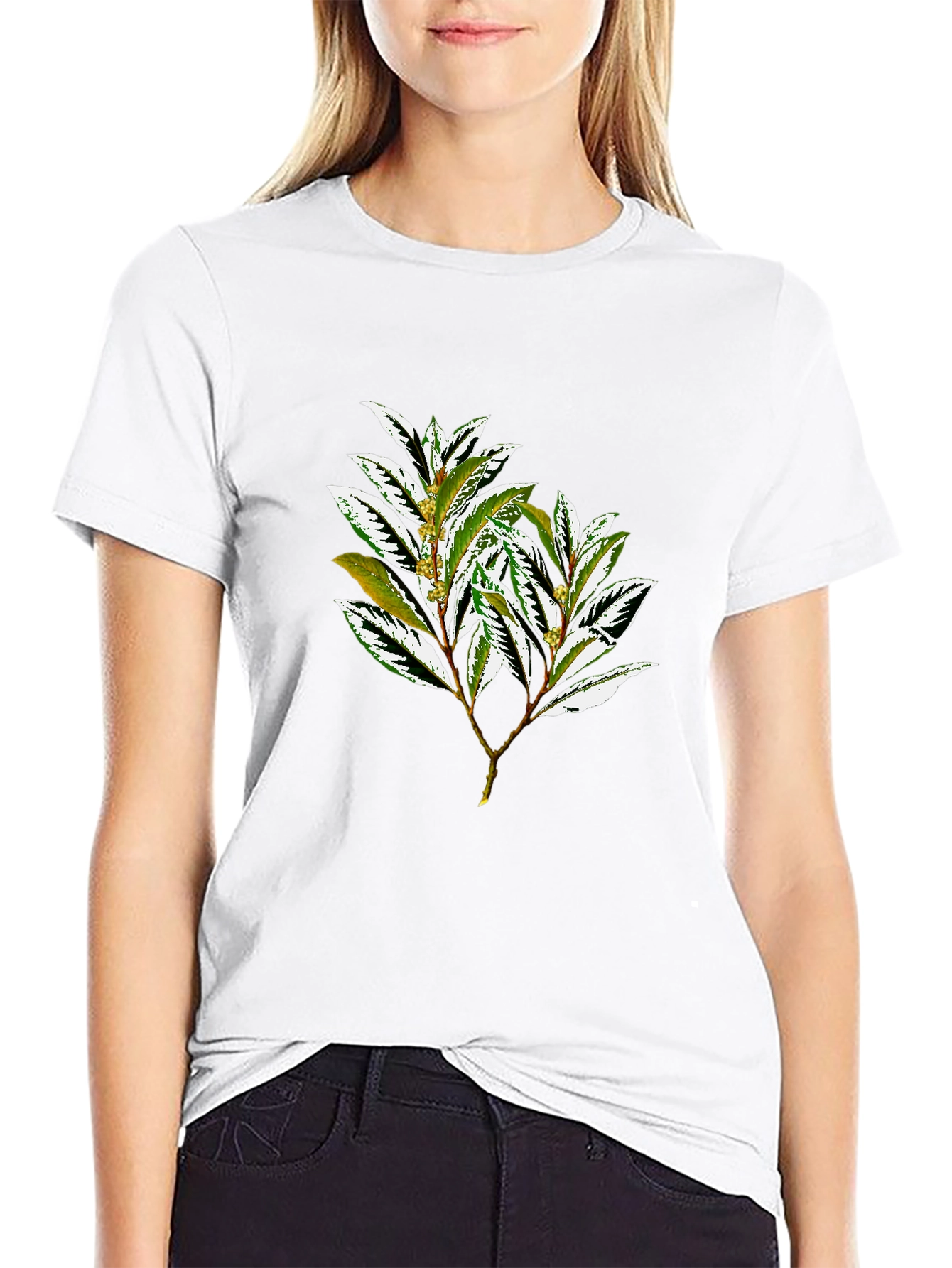 Botanical Print Black T-Shirt