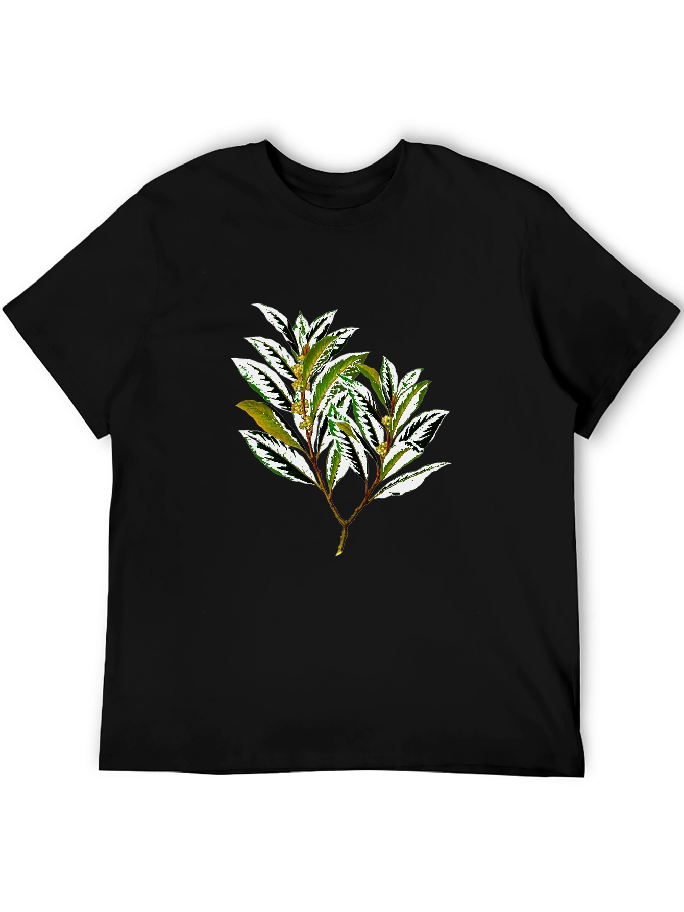 Botanical Print Black T-Shirt
