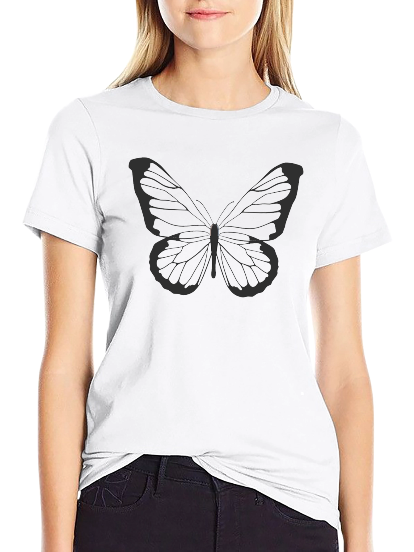 Butterfly Graphic Tee - Stylish Black Cotton T-Shirt