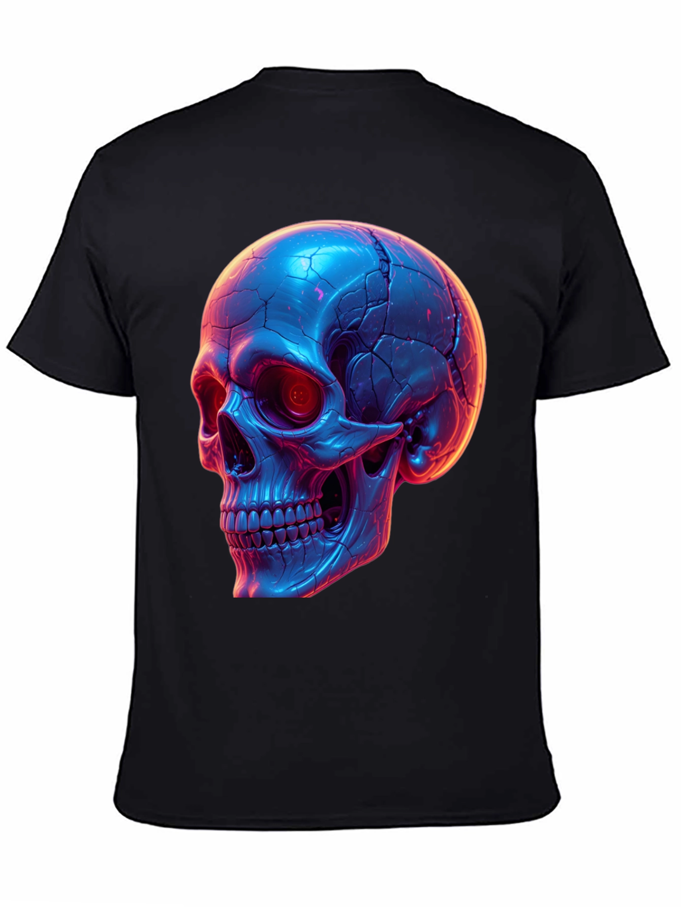 Neon Skull Graphic Tee - Black T-Shirt