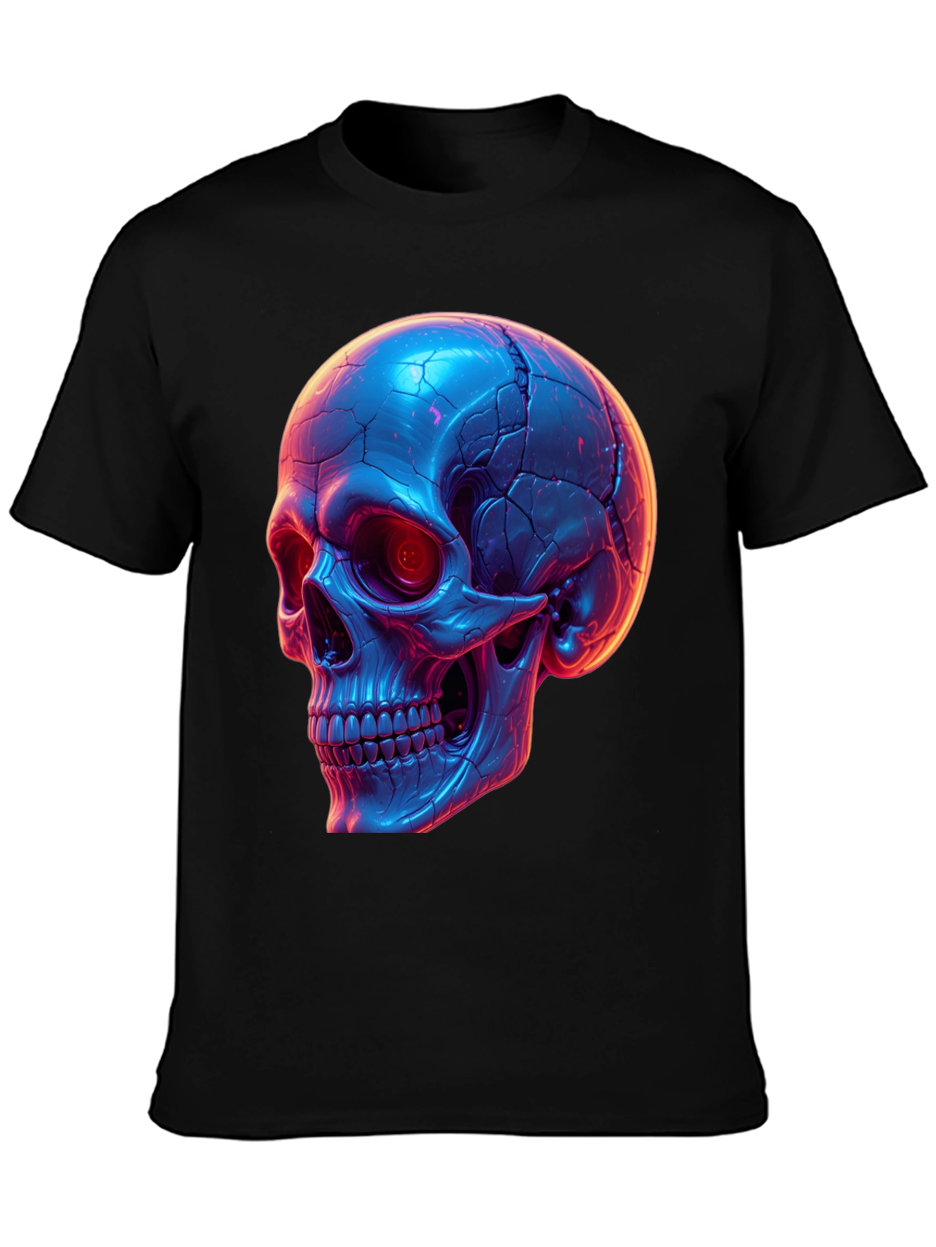 Neon Skull Graphic Tee - Black T-Shirt