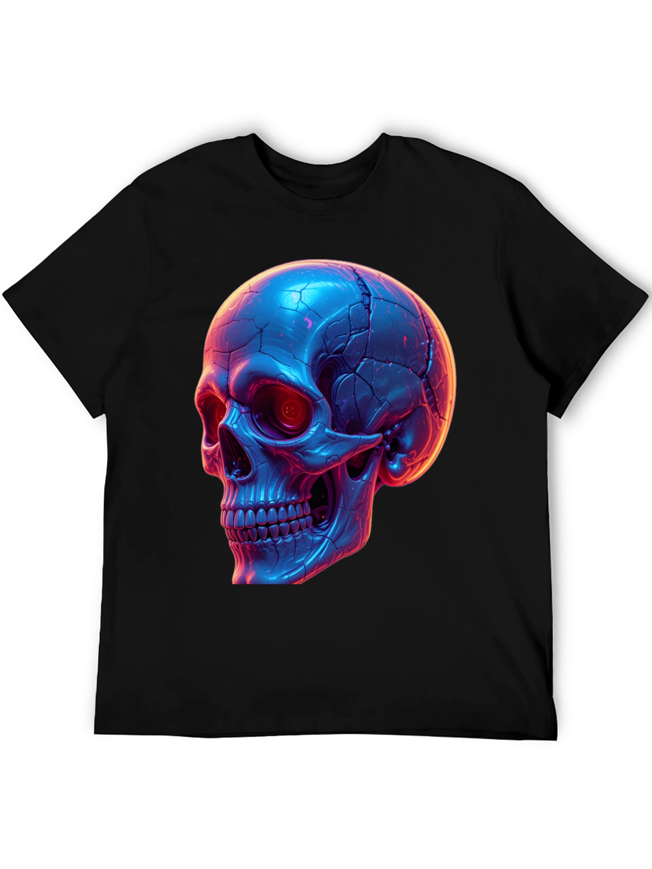 Neon Skull Graphic Tee - Black T-Shirt