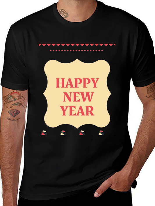 Happy New Year Graphic T-Shirt - Black