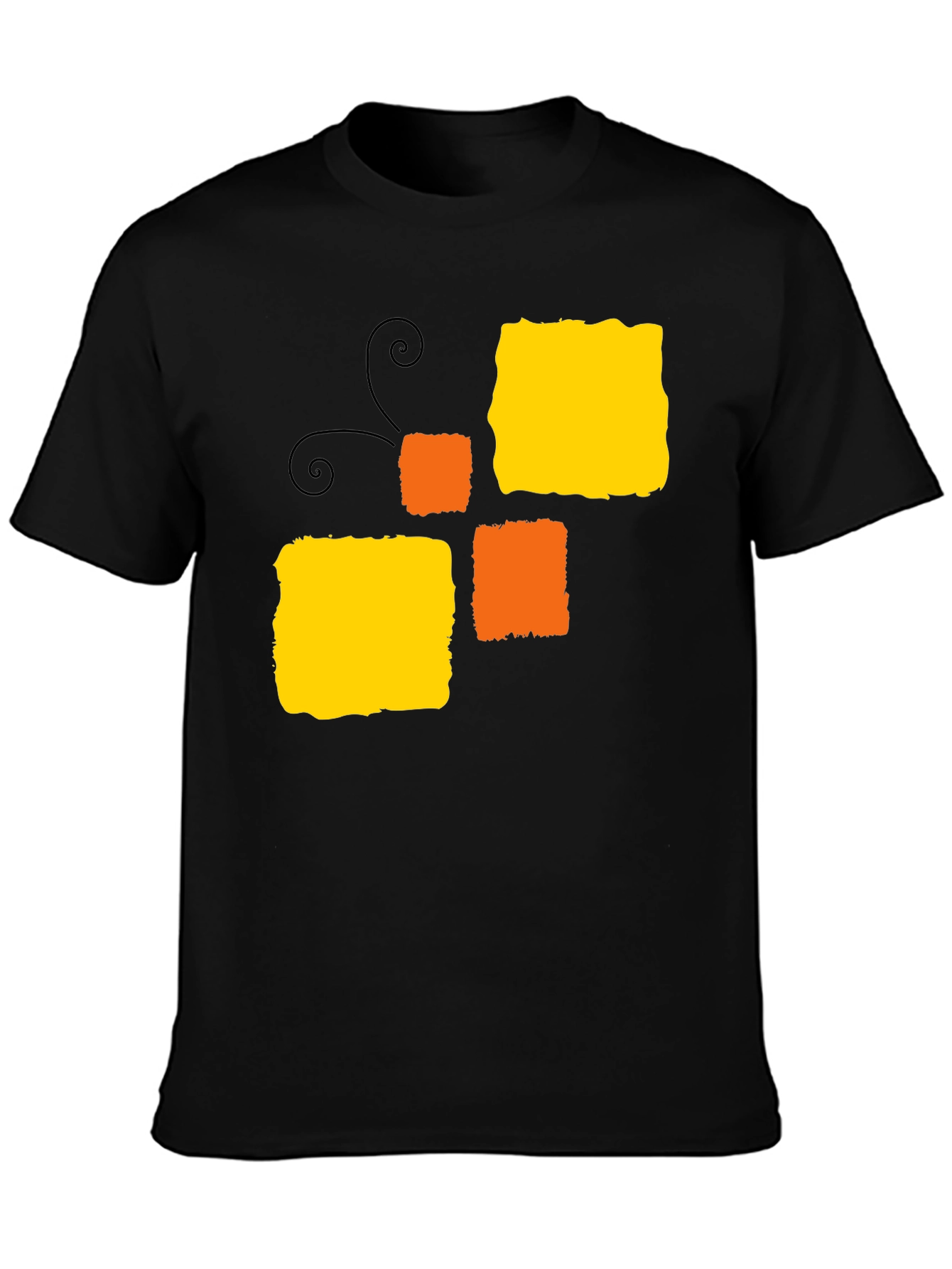Abstract Block Pattern Black T-Shirt