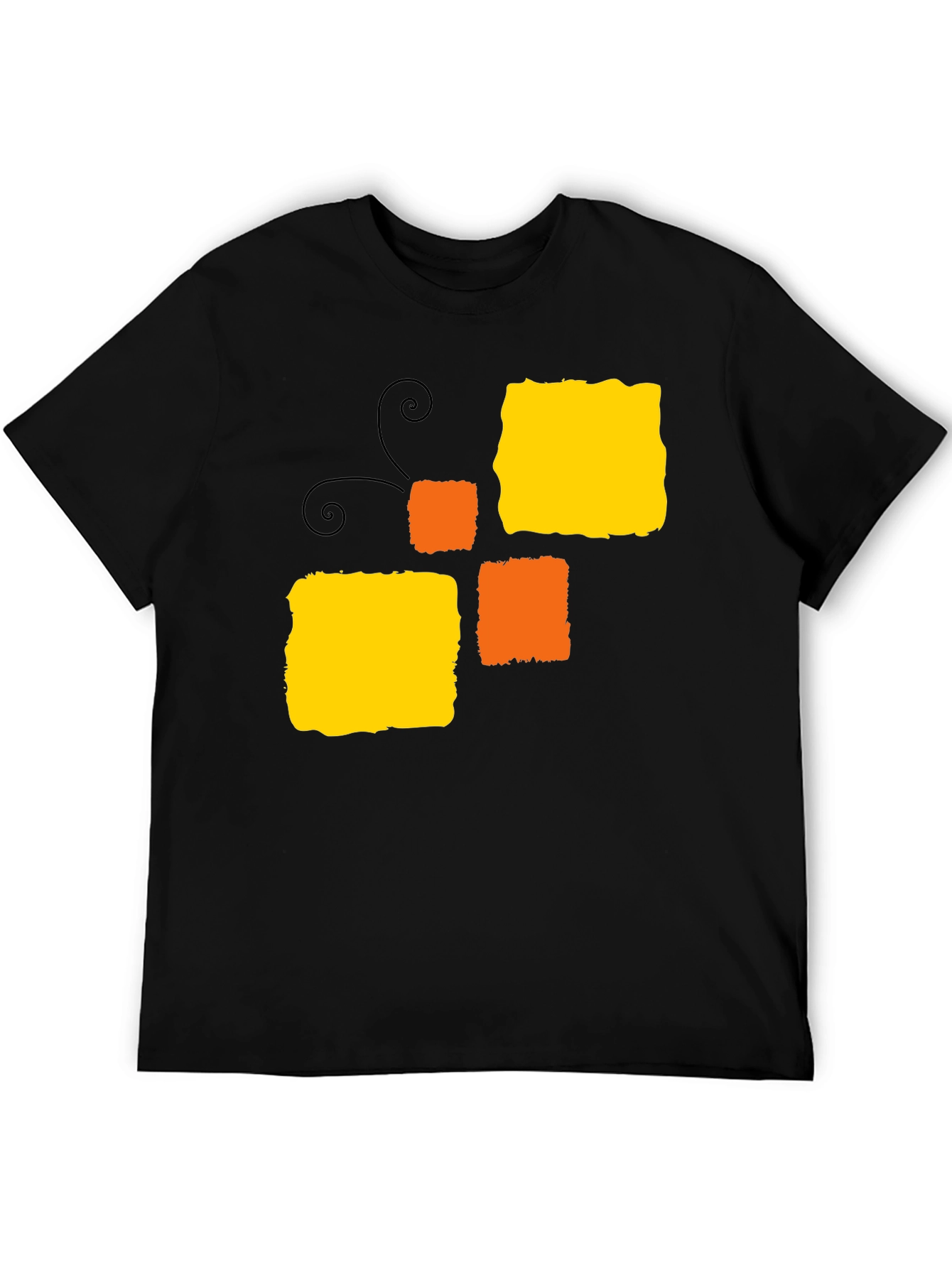 Abstract Block Pattern Black T-Shirt