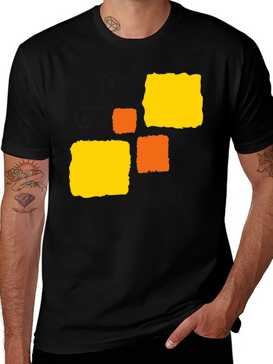 Abstract Block Pattern Black T-Shirt