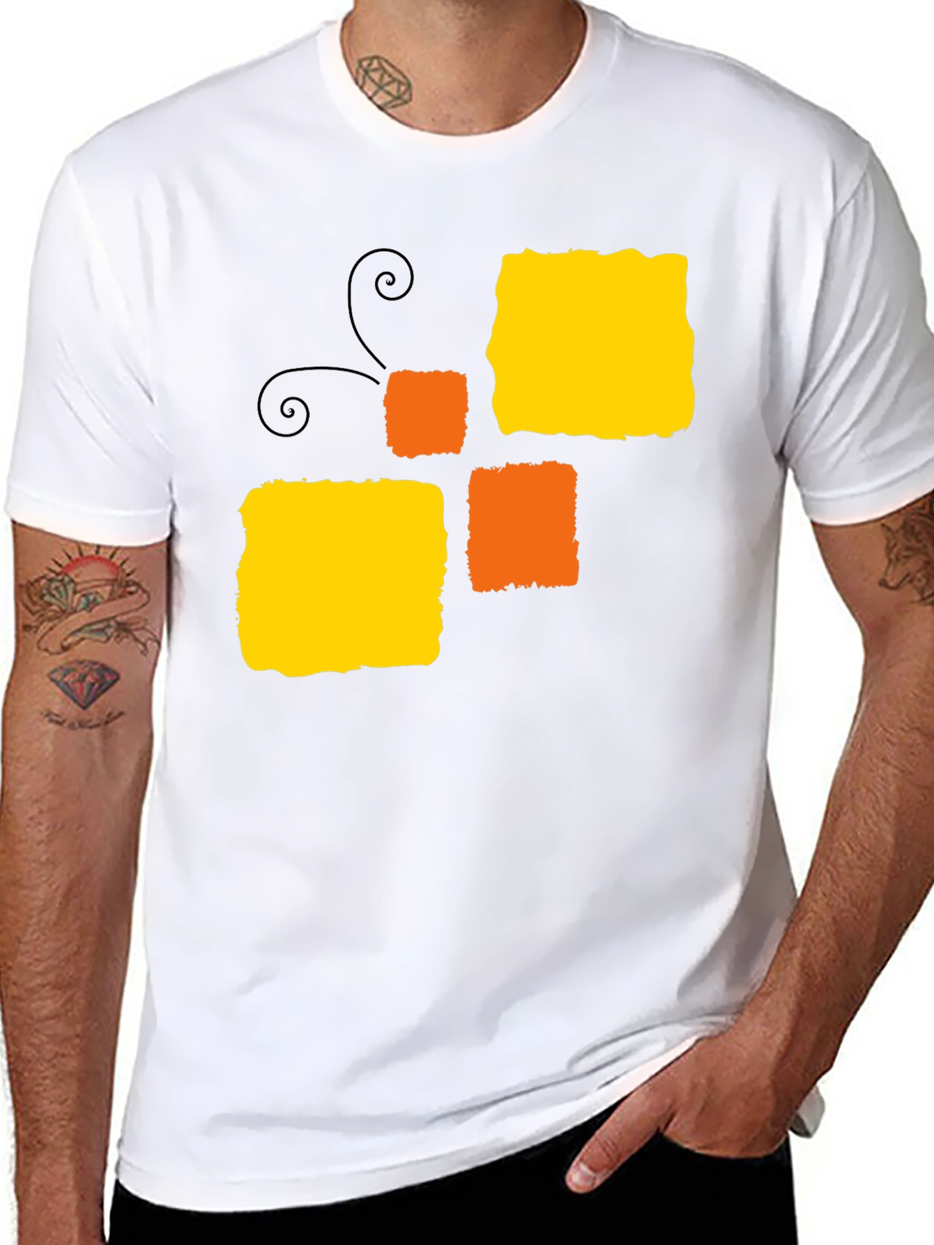 Abstract Block Pattern Black T-Shirt