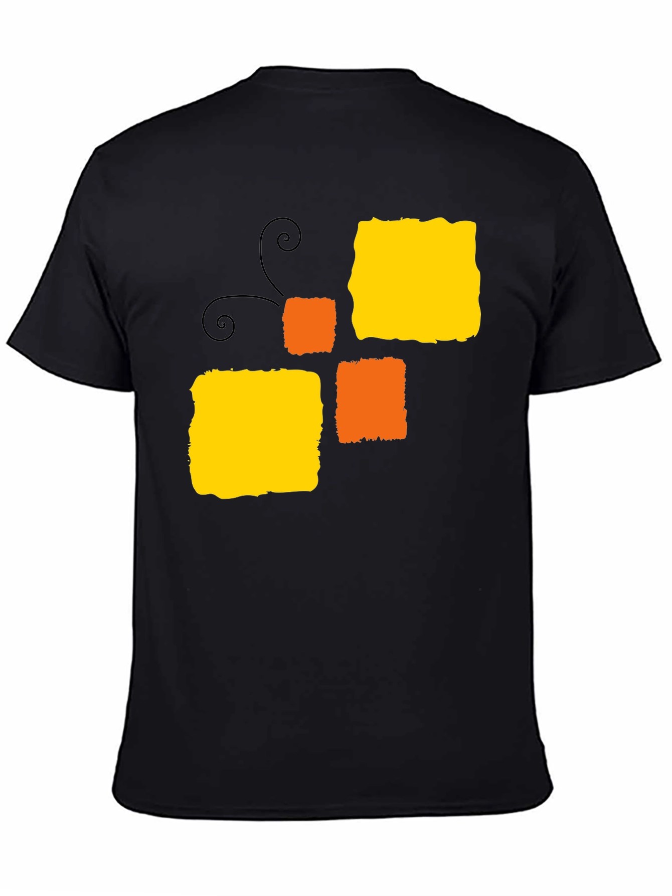 Abstract Block Pattern Black T-Shirt