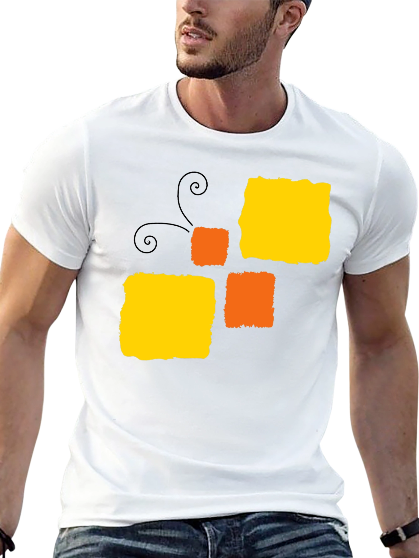 Abstract Block Pattern Black T-Shirt
