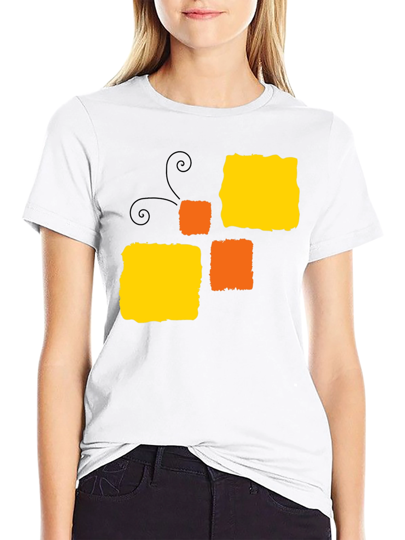 Abstract Block Pattern Black T-Shirt