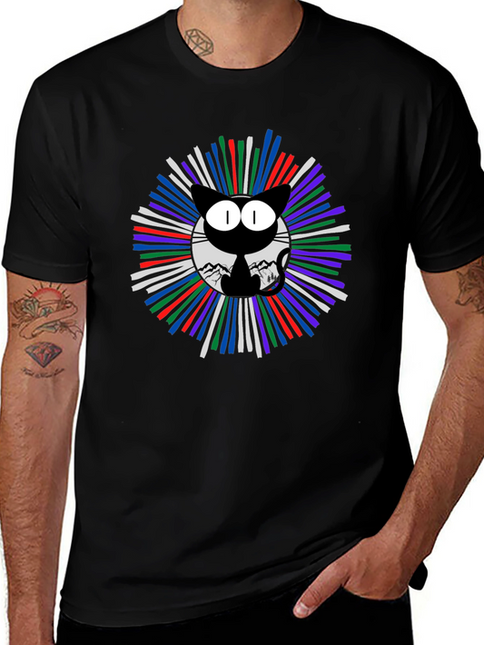 Cat Silhouette T-Shirt - Mountain Design