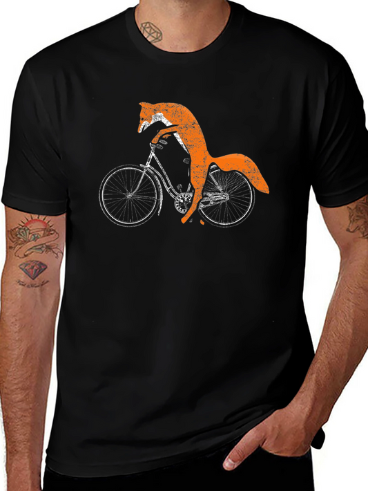 Fox on Bike Graphic T-Shirt - Unique Animal Tee