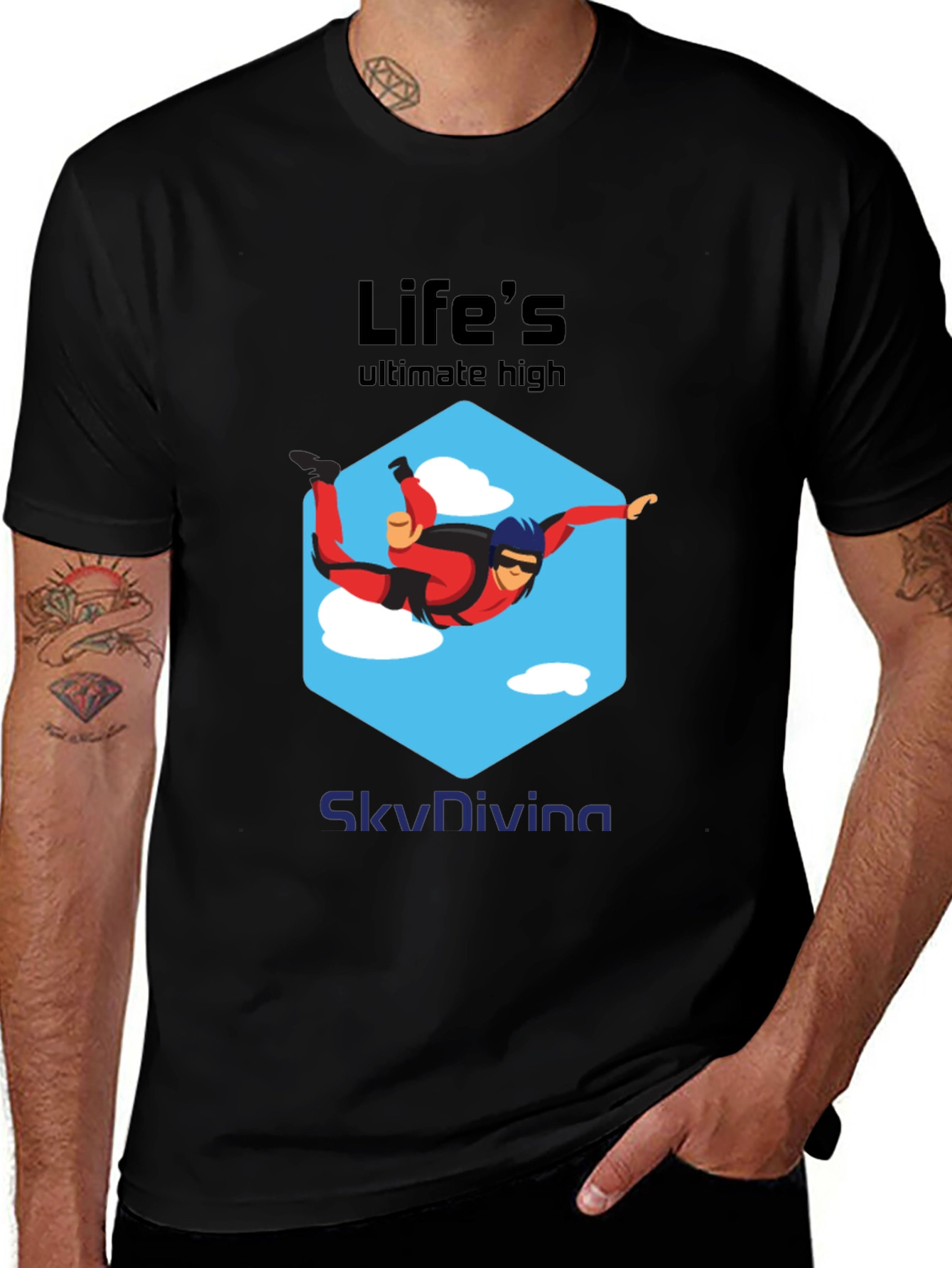 Lifes Ultimate High Skydiving Graphic Tee - Black