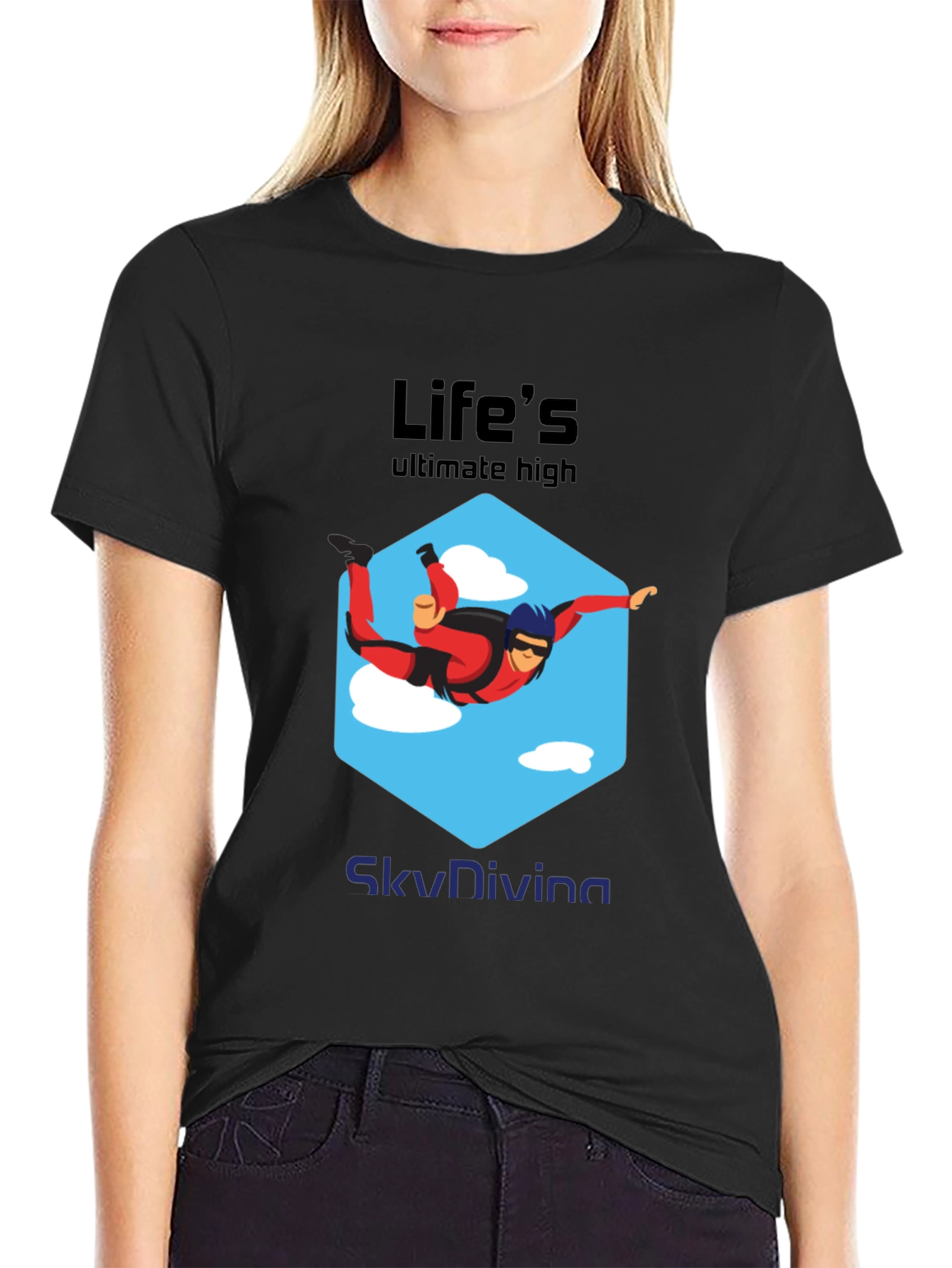 Lifes Ultimate High Skydiving Graphic Tee - Black