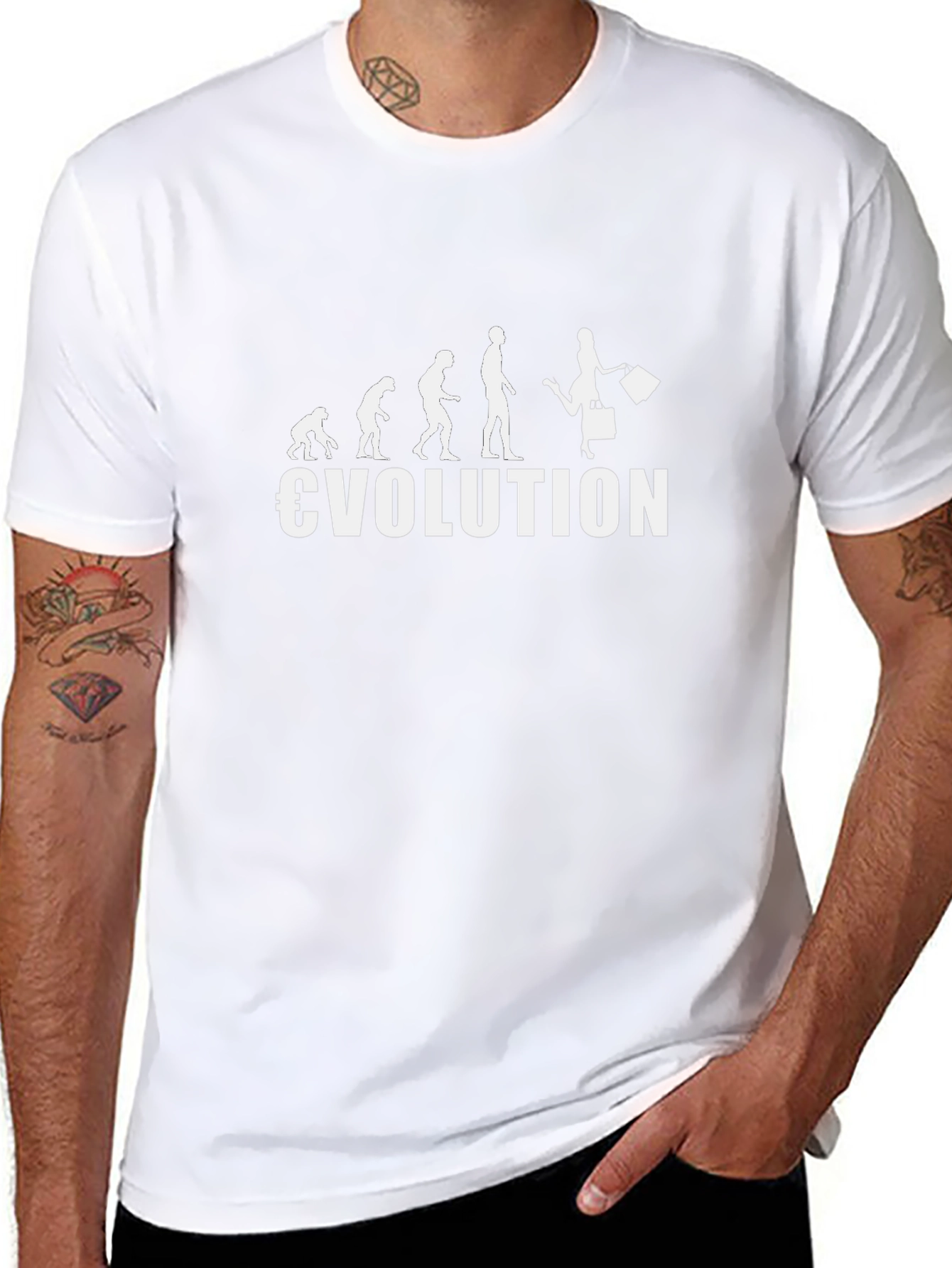 Evolution of Woman Shopping Black T-Shirt